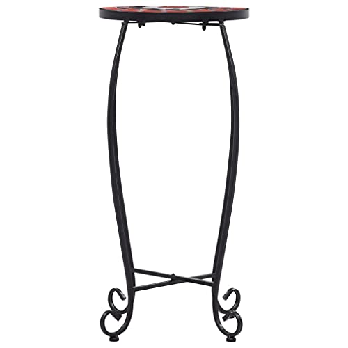 vidaXL 3X Mosaik Tisch Bistrotisch Blumenständer Blumenhocker Balkontisch Beistelltisch Blumensäule Gartentisch Terrakotta Weiß Keramik – Bild 5