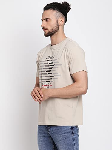 Image of Cantabil Men's Cotton Blend Printed Round Neck T-Shirt (Regular Fit)