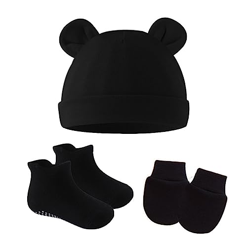 Image of UTTPLL Newborn Hats Mittens Set Toddler Girls Boys Cotton Nursery Hospital Beanie No Scratch Gloves Unisex Baby Infant Caps