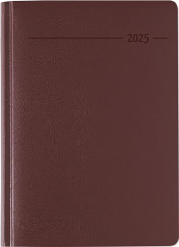 Zettler - Buchkalender Balacron 2025 rot, 15x21cm, Taschenkalender im Balacron Einband mit 416 Seiten, 1 Tag auf 1 Seite, Adressteil, Monatsübersicht, Mondphasen und internationales Kalendarium