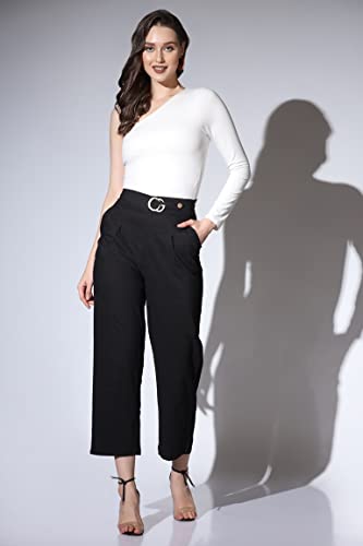 Image of Leriya Fashion Women's Ankle Fit High Rise Trousers High-Waisted Pant| Korean Trousers