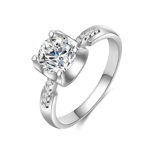 925 Sterling Silver 0.5/1/2 Carat Round Moissanite Engagement Ring Promise Ring Size 5-92