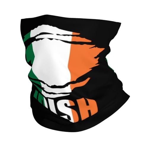 Bandera De Irlanda Cuello Pañuelo Respirable Calentador De Cuello Viento Polvo Prueba Pasamontañas para Adulto Deportes Cámping 26X30CM
