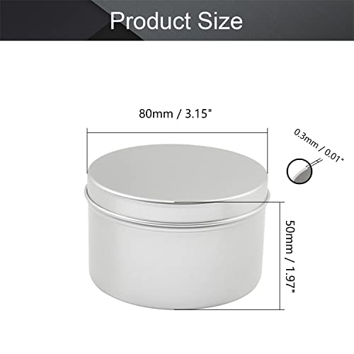 Image of Othmro 3pcs 6.8oz Metal Round Tins Aluminum Tin Cans Containers with Screw Lid, 80 * 50mm(DxH) Silver tin cans for Salve, Spices, Lip Balm, Tea or Candies 200ml