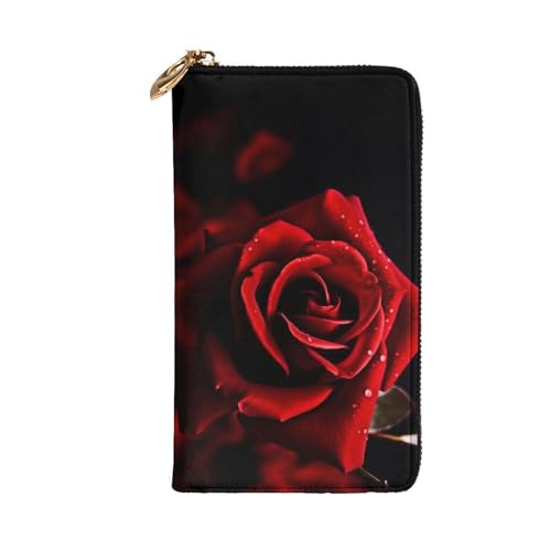 Red Rose Womens Long Wallet Purse,Pu Leather Clutch Bag With Zip Card Holder Case Credit Coin Wallets2
