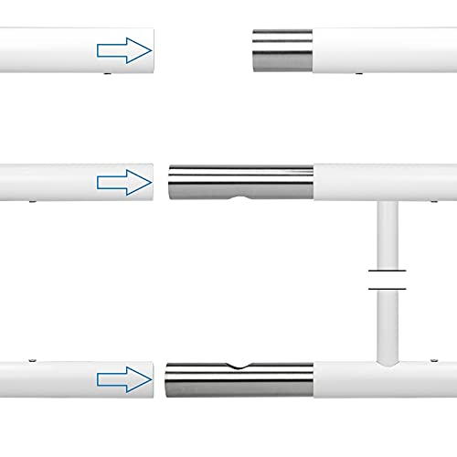 ECD Germany Ringhiera Balcone Francese 90 x 225 cm Bianco Opaco in Acciaio Verniciato a Polvere Supporto Protezione Finestre Griglia Parapetto Balaustra Inferriata a Sbarre 225x90 Recinzione Terrazza