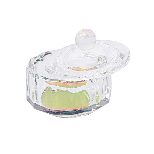 2pcs Mini Taza de Cristal para Uñas con Tapa miniatura 1