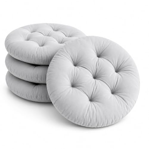 Lot de 4 Coussins de Chaise Ronds 40cm, Coussin de Siège Rond Confortables, Coussins de Chaise de Cuisine, Galette de Chaise pour Salon Bureau Jardin Salle à...