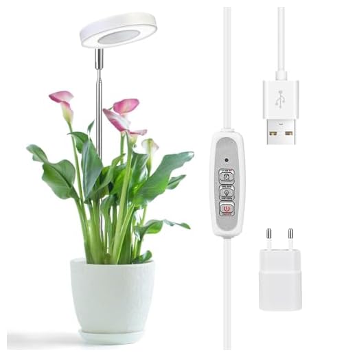 Cieex Pflanzenlampe Led Vollspektrum für Zimmerpflanzen, Höhenverstellbare Pflanzenlicht,4 Helligkeits Grow Light Pflanzenleuchte mit -Auto-Timer,USB Adapter