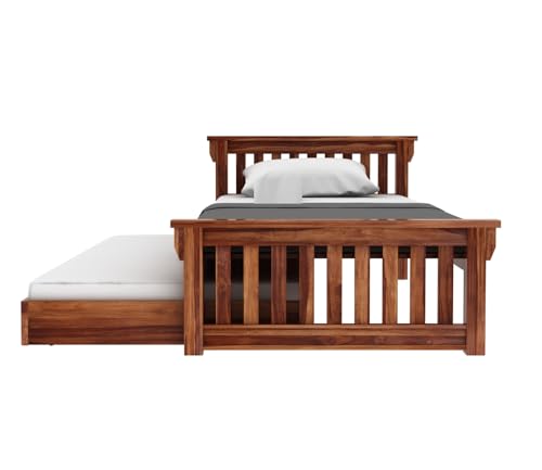 Ferrovilla Muis Trundle Single Sheesham Wood Bed for Bedroom | Solid Wood | Without Storage | Single Size | Bedroom Furniture | 2 Years Warranty - Image 7
