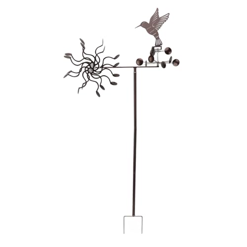 Moulin à Vent en Métal Colibri, Eolienne Sculpture De Vent, Attrape-Vent Girouette de Jardin Exterieur Moulin a Vent Jardin Exterieur pour Pelouse...