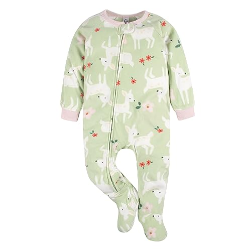 Image of Gerber Baby Girl & Toddler 2-Pack Loose Fit Fleece Footed Pajamas