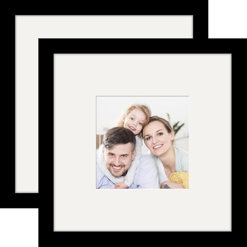 Picture Frames 8x8 2 Pack Made of Solid Wood Black
