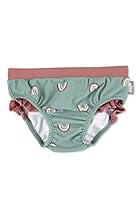 Sterntaler Badehose Regenbogen – UV-Schutz 50+ Schwimmhose Mädchen – Badehose mit Regenbogenmuster, Rüsche und Kordelzug – mit Windeleinsatz bis Größe 86/92 – steingrün, Größe 80