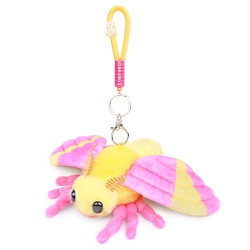 Frankiezhou Home Little Rosy Maple Moth Plush Toy - Realistic Rosy Maple Moths Stuffed Animal Keychain Toys, Cute Plushie Figure as Gift for Your Friends