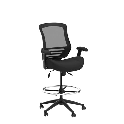 Image of BOLISS 400lbs Mesh Ergonomic Office Drafting Chair Big Adjustable Foot Ring Height Adjustable Armrest(Black)