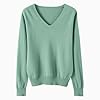 Girls V Neck Jumper Sweater Loose Oversized Long Sleeve Knit Pullover Sweater Teen Kids Plain Long Sleeve Soft Warm Lined Sweatshirts Clothes Cute Lightweight Tops Light Baby (Green, 12-13 Years)