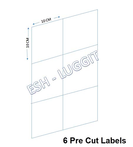 Luggit Premium Easyship Sticky Label A4 Size (6 Precut Labels Per Sheet) For Labels Invoices And Packing Slips (Pack Of 100) - White