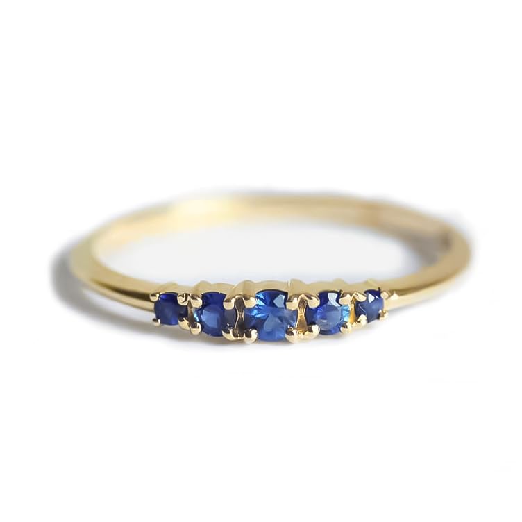 Blue Sapphire Ring, 14k Gold Premium Plated Ring, Sapphire Womens Ring, Gemstone Ring for Women's Gift for Her Sapphire Satcking Ring