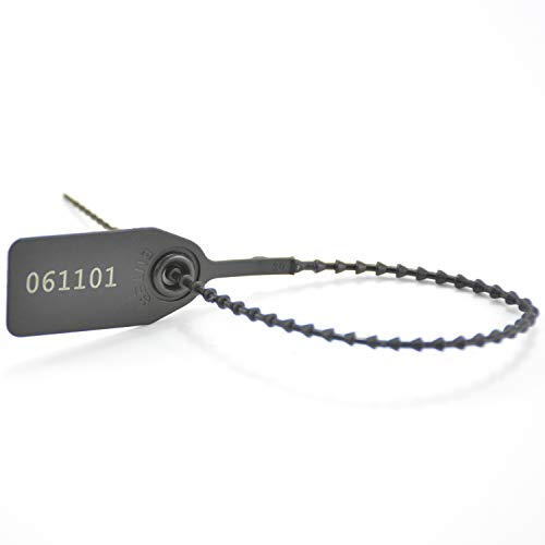 Plastic Tamper Seals, Numbered Zip Ties for Fire Extinguisher Pull Tite Security Tags Disposable Self Locking Signage Pull Tite Plastic Lock 250mm Pack of 100 (Black)