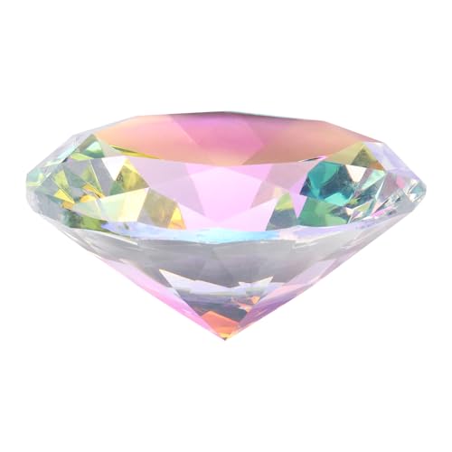 Presse-papier en cristal transparent et diamant artificiel de 80 mm multicolore