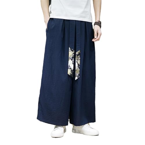 GUOYUXIAO Men's Pants Spring Printed Style Straight Loose Trouser