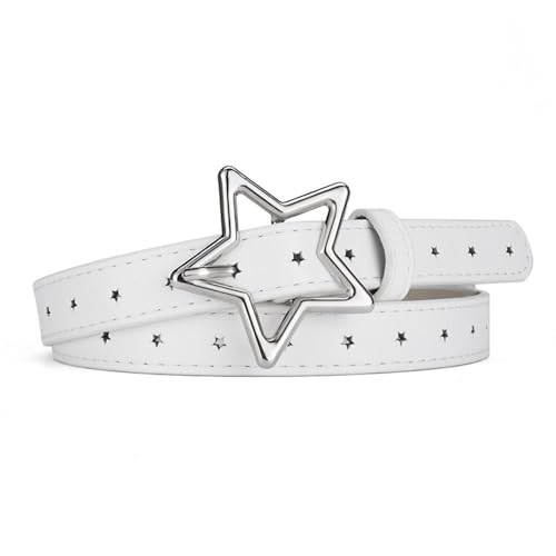 Buckle Belts Adjustable Decorative Waistband Five Pointed Star Waist Belt Corset Waistband (White)