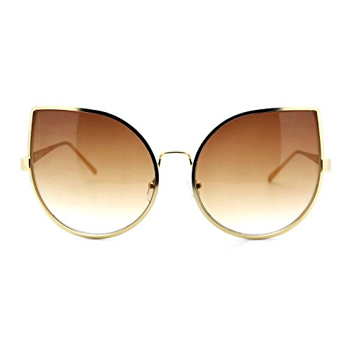 PASTL Womens Foxy Cateye Sunglasses Super Oversized Big Metal Frame