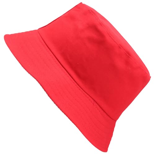 Sombrero de Pescador, Sombrero Unisex de Algodón, Sombreros de Pescador Plegable, Sombreros de Verano para el Aire Libre, Ajustable Hat Sol para Hombres y Mujeres, Rojo