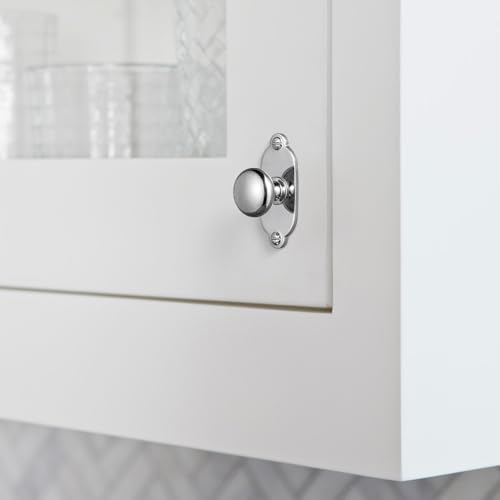 Image of Goo-Ki Chrome Plating Zinc Alloy Cabinet Large Knob with Backplate - Single Hole Center Cabinet Pull Hardware for Bedroom, Kitchen, 6 Pack（8611-G013）