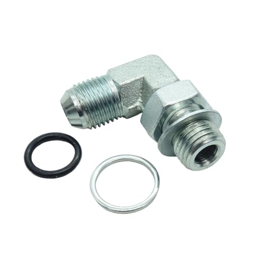 Image of 1 Piece Hydraulic Fitting 3 /8 Male JIC (9 /16 inch-18) X M14 x 1.5 Male Metric 90 Degree Elbow Adapter