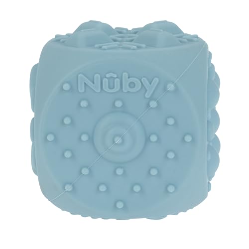 Image of Nuby Silicone Block Poppers - (2-Pack) Interactive Baby Block Toy for Babies 10+ Months - Blue and Green