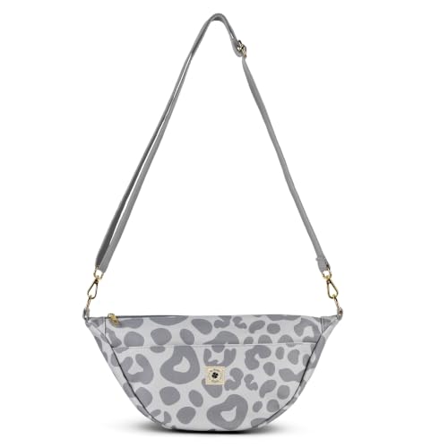 Grünes Glück Canvas Moon Bag Damen mit Innen & Außentasche | Perfekt als Crossbody Bag mit verstellbarem Gurt | Umhängetasche Damen klein