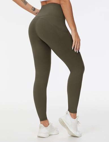 Image of THE GYM PEOPLE Thick High Waist Yoga Pants with Pockets, Tummy Control Workout Running Yoga Leggings for Women