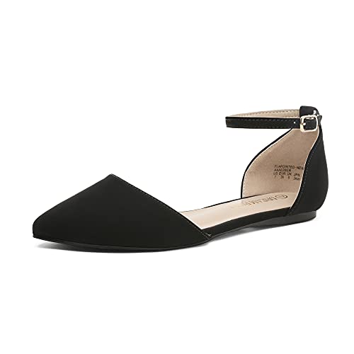 DREAM PAIRS Flapointed Women's Casual D'Orsay Pointed Plain Ballet Comfort Soft Slip On Flats Shoes