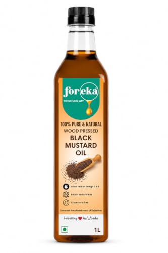 Image of Foreka Cold Pressed Mustard Oil - Unrefined Oil For Cooking - Chemical-free and 100% Natural (1 Litre (Pack of 1), Black Mustard)