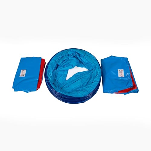 Callieway Dog Agility Sacktunnel Fun&Slip/Agilitysacktunnel mit 60cmØ für Agility Training/Welpentraining inklusive 2X Stützsandsäcke (Blau)