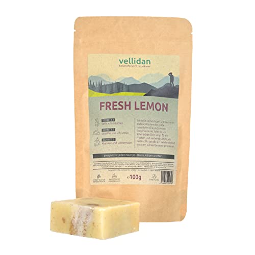vellidan Fresh Lemon Solid Shower Gel, Organic & Vegan for Men with Lemongrass. Solid Shower Care, Shower Soap, Natural Soap, Handmade Soap without Palm Oil, 100 g vellidan Fresh Lemon Solid Shower Gel, Organic & Vegan for Men with Lemongrass. Solid Shower Care, Shower Soap, Natural Soap, Handmade Soap without Palm Oil, 100 g