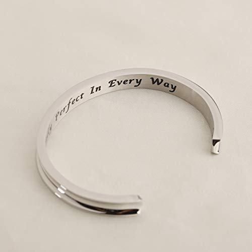 WUSUANED Movie Quote Practically Perfect in Every Way Hair Tie Grooved Cuff Bangle Bracelet Mother Friendship3