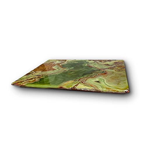 Tabla de cortar rectangular de mármol Multi Green de 16"x12"x0.75" - Superficie para repostería y bandeja para amasar, con bordes hechos a mano y base antideslizante miniatura 1