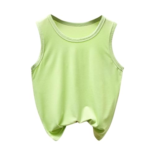 Dmmtot Camiseta sin mangas para niños, de verano, cuello redondo, suave, acogedora, modal, transpirable, básica, camiseta deportiva de primera calidad, para sala de estar, hogar, escuela, edad de 2 a