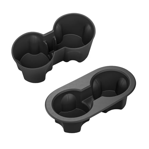 LUCKEASY 2PCS Center Console & 2nd Row Water Cup Holders for Tesla Model Y Juniper 2025 2026 New 5seat Drink Limiter Cover TPE for Model Y Juniper Accessories Black by LUCKEASY - Used condition - US$12.74