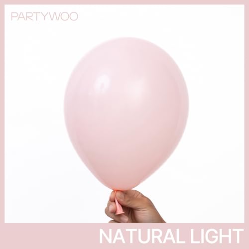 Image of PartyWoo Baby Pink Balloons 140pcs Different Sizes of 18 12 10 5 Inch Pastel Light Pale Pink Balloon Arch Kit for Baby Shower Gender Reveal Wedding Princess Birthday Party Decorations Pink-Q18