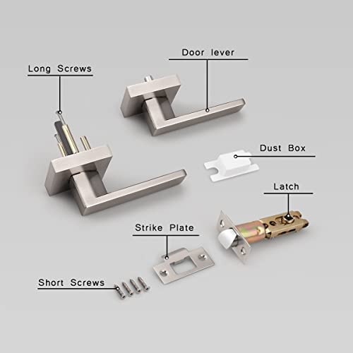 Gobrico GBDL01SNPS-5PACK 5 Pack Satin Nickel Square Door Levers Handles,Interior Passage Locks thumb #5