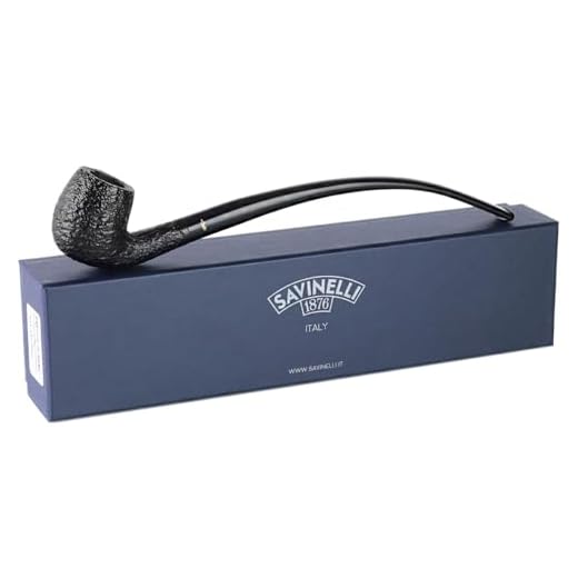 Savinelli Churchwarden Black 601 - Extra Long Handmade Italian Wood Briar Pipe, Vintage Design, Bent Billiard, 3mm, Rusticated Finish