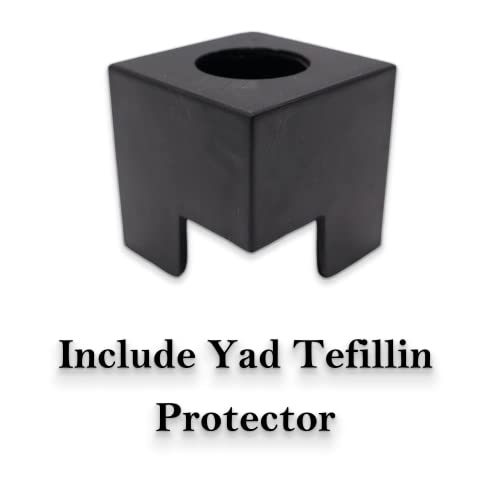 Image of Decorative Plastic Tefillin Boxes Case Cover Set of Two-Mirror inside-Rosh and Yad For Righty, Rashi (Shaidalach) (Size 35, Black)