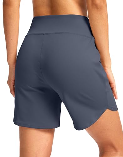 Image of G Gradual Women's Athletic Shorts 6 inch High Waisted Stretchy Bermuda Shorts for Women Quick Dry Summer Casual Shorts