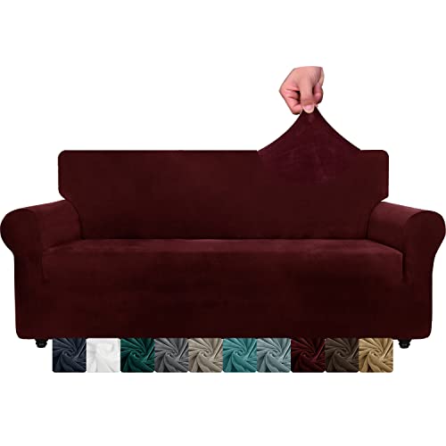 XINEAGE Samt Sofaüberzug 3 Sitzer, Stretch Sofa überzug für Wohnzimmer, Dicke Weiche Sofaüberwurf, Rutschfester Sofa Cover für Hunde, Haustiere (3 Sitzer, Weinrot) XINEAGE Samt Sofaüberzug 3 Sitzer, Stretch Sofa überzug für Wohnzimmer, Dicke Weiche Sofaüberwurf, Rutschfester Sofa Cover für Hunde, Haustiere (3 Sitzer, Weinrot)