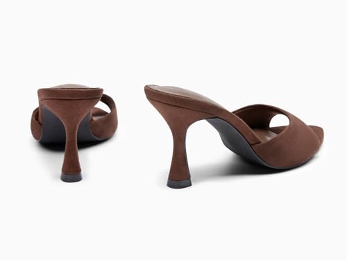 Image of Coutgo Womens Heeled Mules Pointed Peep Toe High Heels Slip On Backless Mule Sandals Dress Shoes