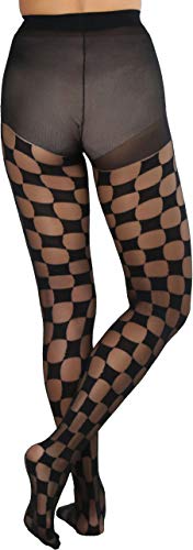 ToBeInStyle Women's Sheer And Opaque Checkered Pantyhose2